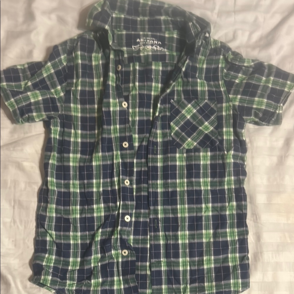 Arizona Jean Company Green and Blue Button Down Shirt